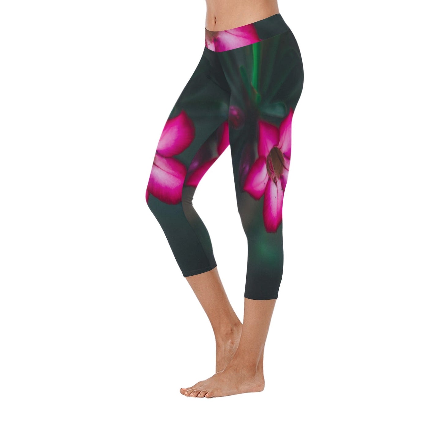 Beautiful Flower Low Rise Capri Leggings - LoveLand Productions