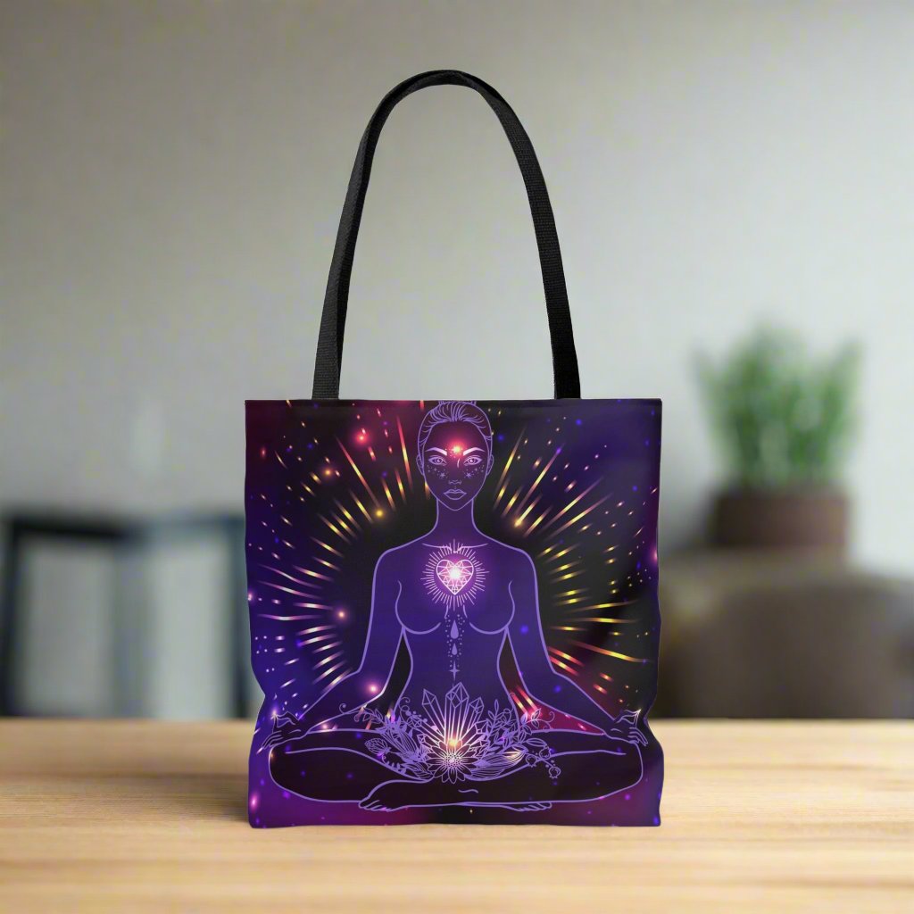 Purple Goddess Of Energy Yoga Tote Bag - LoveLand Productions