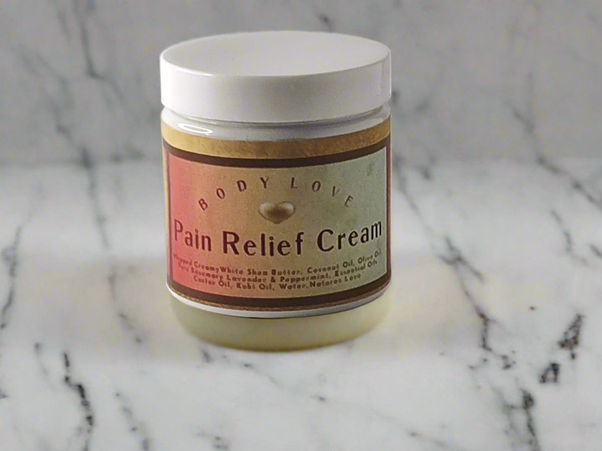 4 oz white jar, shea butter, natural pain relief cream