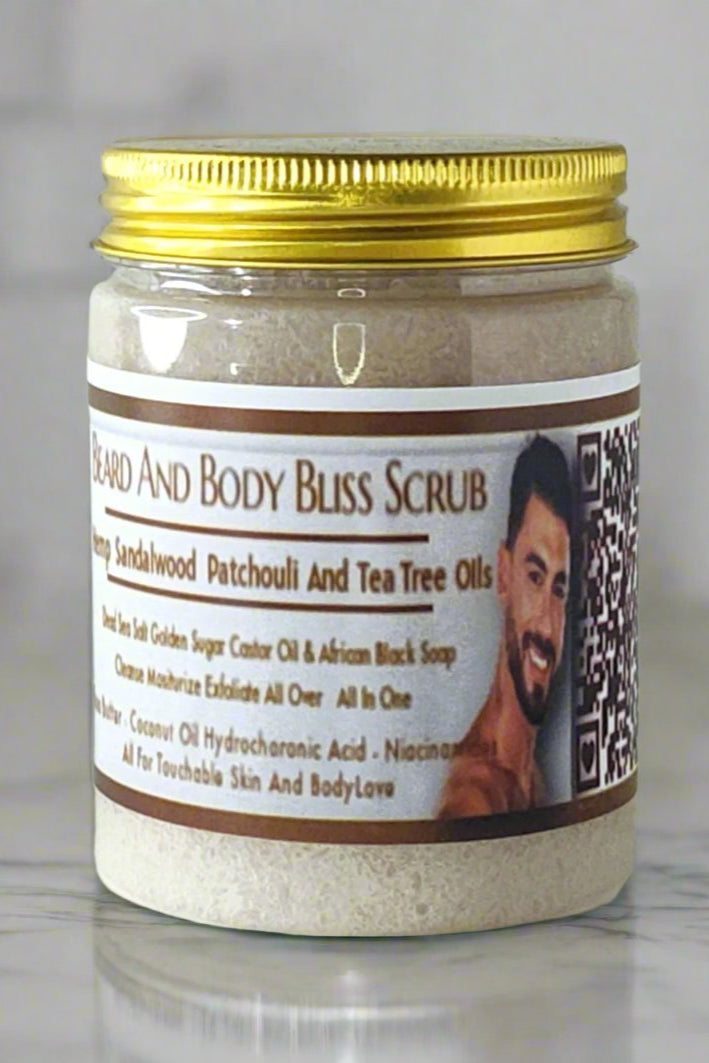 Beard And Body Bliss: Sandalwood Salt And Golden Sugar Scrub - LoveLand Productions