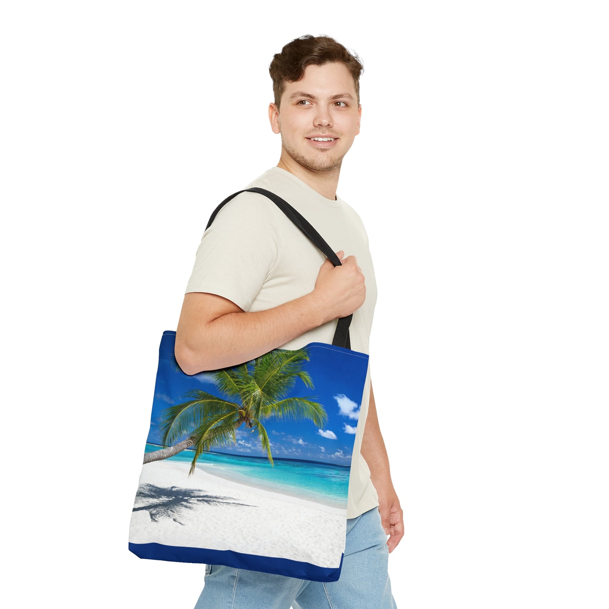 Blue Ocean White Sand Tote Bag - LoveLand Productions