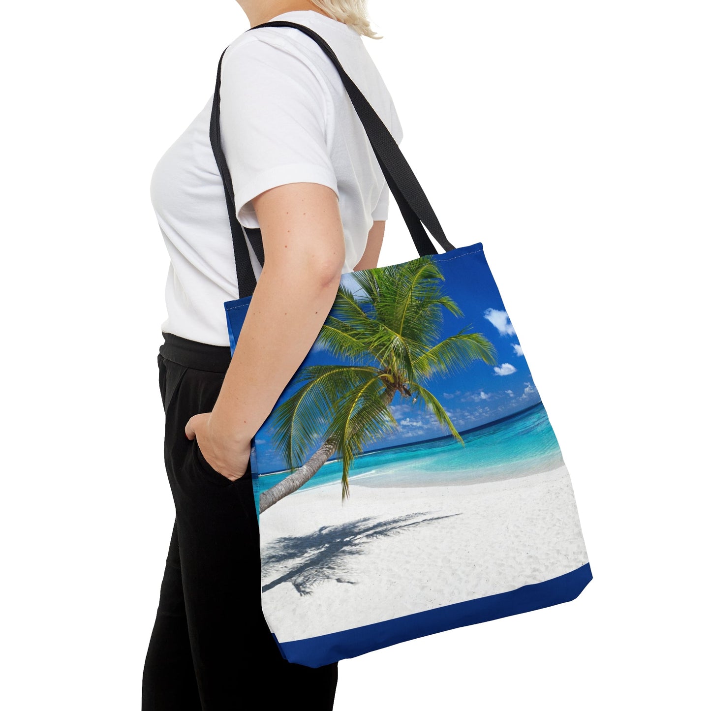 Blue Ocean White Sand Tote Bag - LoveLand Productions