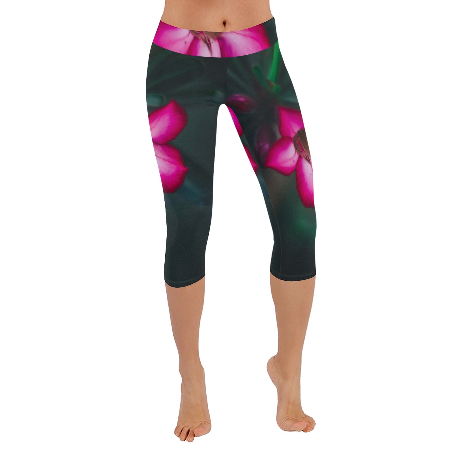 Beautiful Flower Low Rise Capri Leggings - LoveLand Productions
