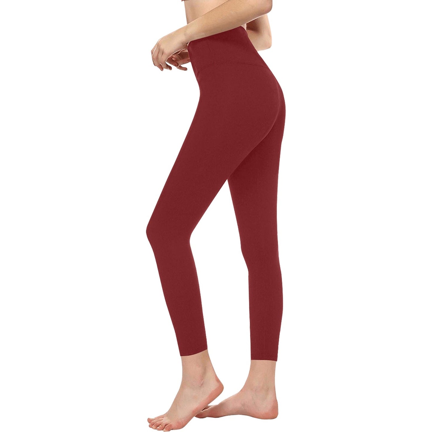 Burgundy High-Waisted Leggings - LoveLand Productions